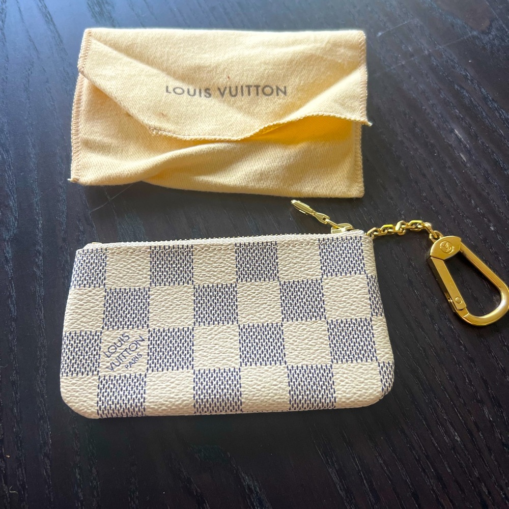 Louis Vuitton Damier Azur Key Pouch with Gold Clasp